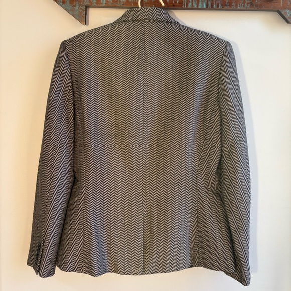 CHAPS Vintage Women’s Herringbone Cotton Blazer Black/Tan Size 4 EC Old Money - Picture 6 of 14